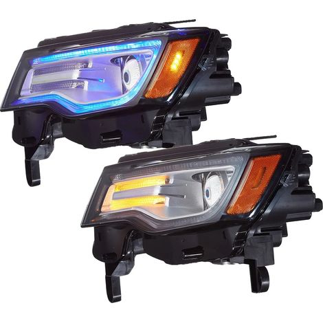 Faro anteriore con lenti a proiettore LED, impermeabile IP67, colore ambra cromato. (1/2)