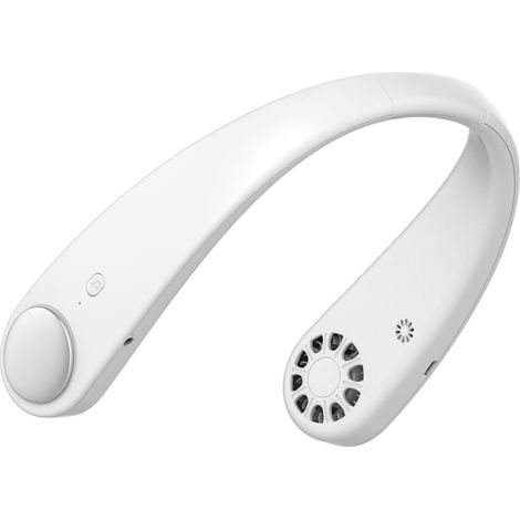 Ventilador de cuello portátil 2 en 1 con auriculares Bluetooth, diseño en forma de U, función manos libres, 3600 mAh, auriculares y reproductor de música integrados, inalámbrico, para usar en casa y a (1/5)