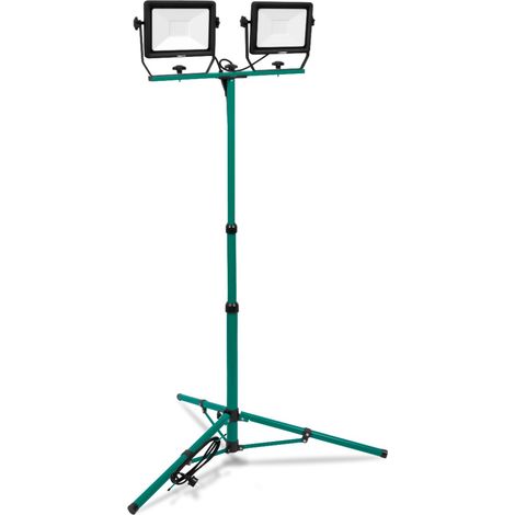 Projecteur Inclinable Chantier VONROC Led 2 x 50 W - Support Hauteur Trépied Réglable en Hauteur - Trépied Pliable Réglable Rotatif Inclinable - Lampe LED (1/5)