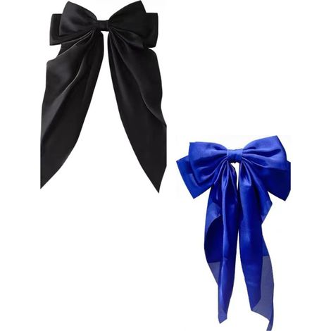 Pinces À Cheveux Avec Nœud - Satin Souple - Attache Longue - Pour Femmes Et Filles - Lot De 2