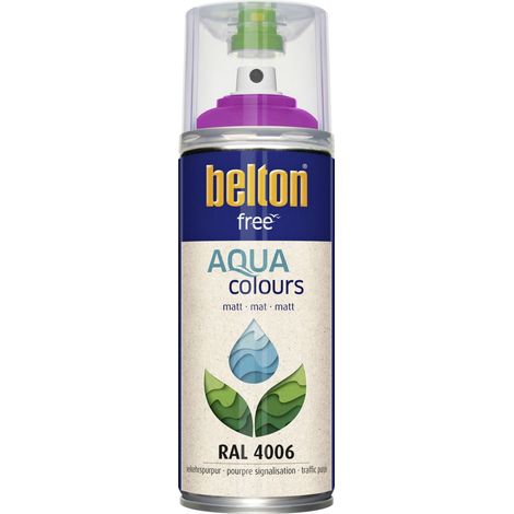 belton free Lackspray AQUAcolours 400 ml verkehrspurpur matt Wasserlack (1/3)