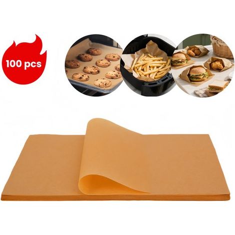 100 feuilles de papier sulfurisé, papier cuisson, papier antiadhésif, papier grille, papier cuisson vapeur, papier cuisson prédécoupé, étanche, 23 x 33 cm, pour la cuisson au four (1/5)