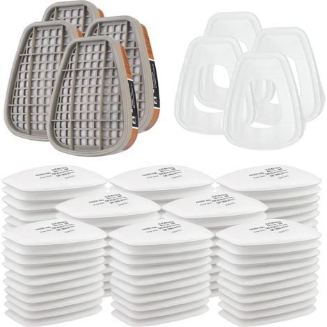 6001 Filterzubehörset, Atemschutzfilter mit 80 Filterpads, 4 Filterkartuschen und 4 Schutzkappen, kompatibel mit 6000/7501/6200/7502/6800, für optimalen Gesichtsschutz