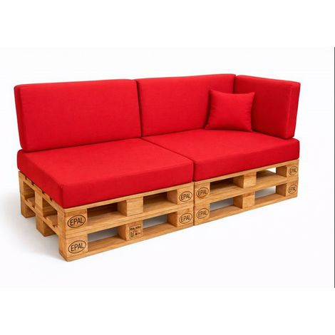 Set 6 coussins palette  assises 120x80 dossiers + 120x40 kit coussins canapé de jardin Rouge coussins pour mobilier de jardin (1/5)