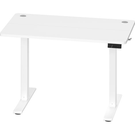 Bureau Assis-debout Réglable en Hauteur, avec Fonction Mémoire, Télétravail, Rappel de Sédentarité, 100 x 60 cm, Blanc (1/5)