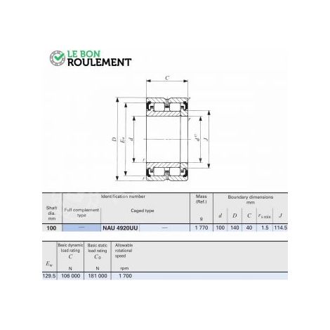 Roulement à rouleaux cylindriques NAU4920-UU-IKO