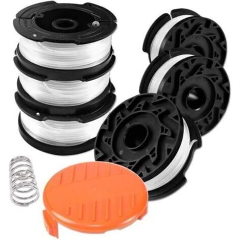 Bobine Fil Coupe Bordure pour Black et Decker Coupe-Bordures, 6 Bobine de Fil Debroussailleuse avec Couvercle de Bobine et Ressort