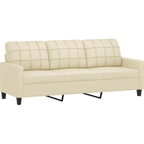 Canapé à 3 places,Sofa pour Salon,Banquette Crème 180 cm Similicuir CFW948047 (1/5)