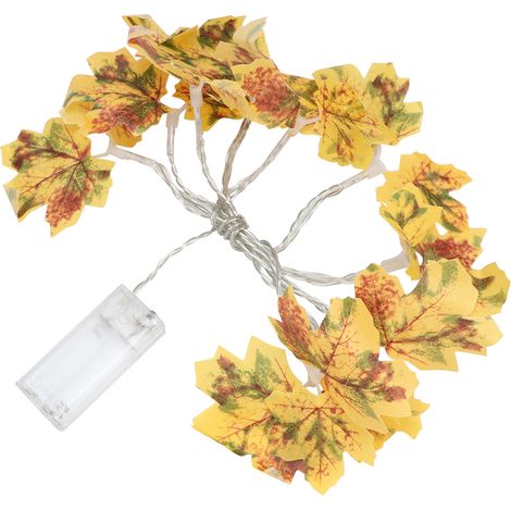 Guirlande lumineuse à 10 LED en forme de feuilles d'érable jaunes, fil de cuivre, pour la décoration de la maison, du jardin et de l'extérieur. (1/5)