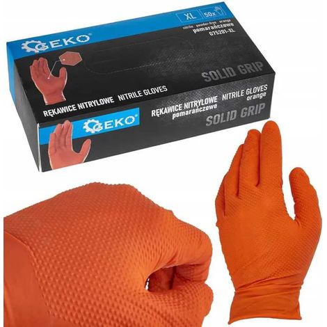 Nitrilhandschuhe mit festem Griff, 50 Stück, Größe XL, orange (10) (1/3)