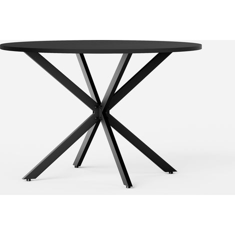 Tavolo rotondo nero 120 cm con gambe a X, tavolo da cucina e pranzo per 4-6 persone (1/5)
