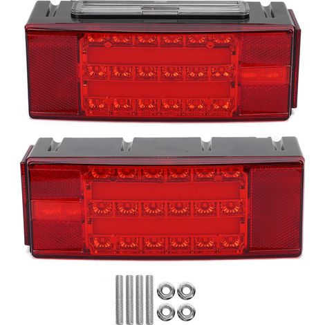2 pièces Feu Arrière LED IP68 Étanche Rouge Universel pour Camionnette Bateau DC12V (1/5)