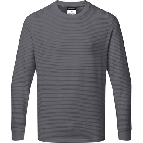 Maglietta a Maniche Lunghe Antistatica Esd - Taglia S - Grigio Zoom - Portwest
