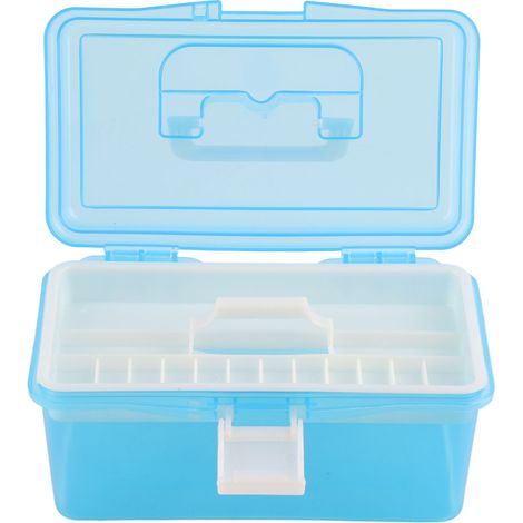 Boîte à outils portable à 2 niveaux pour électricien domestique, rangement d'outils et de quincaillerie, en plastique, format mini 20 x 11 x 10,5 cm (1/5)