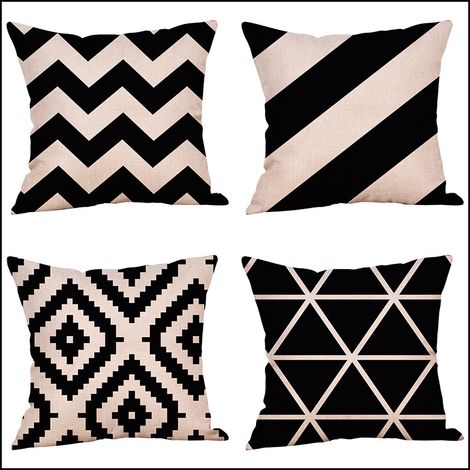 Juego de 4 fundas decorativas de lino para cojines de sofá, estilo exterior, ideales para dormitorios y para decorar sofás. (1/5)