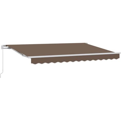 Store rétractable, gris-brun, 3 x 2,5 mètres, en polyester et aluminium. (1/2)