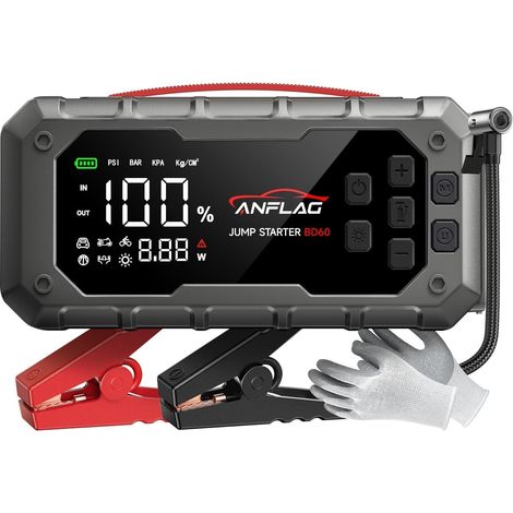 8000A Booster Batterie Voiture avec Gonfleur 160PSI, 26800mAh Démarreur Batterie avec PD65W Charge Rapide et LED, 12V Booster Voiture Puissant, Bloc d'alimentation avec compresseur (1/5)