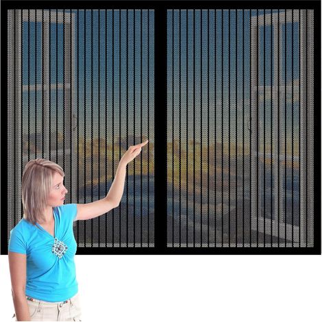 Moustiquaire pour Fenêtres 286 x 242 cm Moustiquaire Aimantée Fenetre Puissants Aimants pour Salon Fenêtre Balcon, Noir (1/5)