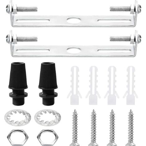 Lot de 2 supports de fixation pour luminaire plafonnier en acier 120mm - Support de montage avec traverse, vis et chevilles pour suspension et applique murale (1/5)