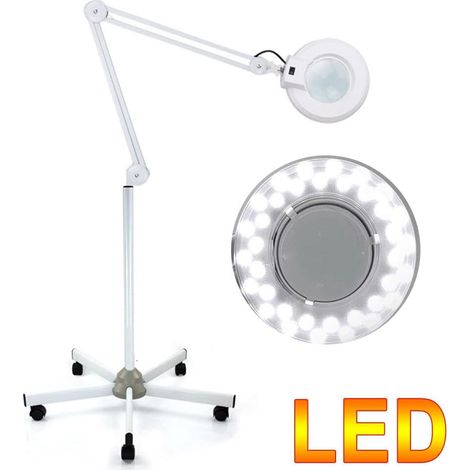 Gojoy – Lampe loupe 24W 8X LED sur pied – Luminosité réglable – Tête pivotante 180° – Roues universelles pour esthéticiennes et dentistes (1/5)