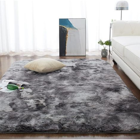 Tapis Salon Moquette Poil Long tapi lit Grande Taille Tapis Poils Longs Moderne Tapis Convient pour Le Salon Tapis, gris, 100x200cm (1/5)