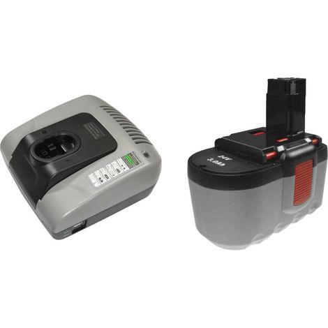 Angebot im Set: Akku Schnellladegerät + Hochleistungs Ni-MH 24V 3000mAh Akku für Bosch 1645 1645-24 1645B-24 1660 1660K-24 3452 3924 3924-24 3960 52324 1645K-24, Berner BACCS24V