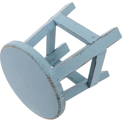Tabouret Décoratif D'extérieur Rond en Bois Massif 18 Cm – Support pour Pot de Fleurs Bleu, Mini Tabouret Multifonction pour Jardin, Terrasse et Balcon, Support Stable et (1/5)