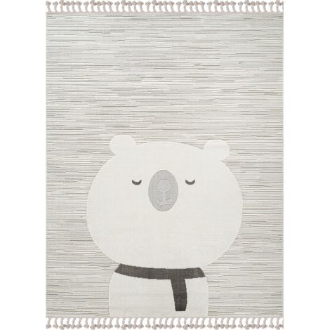 ZOOLIA - Tapis enfant doux texturé ours blanc 160x230 (1/5)