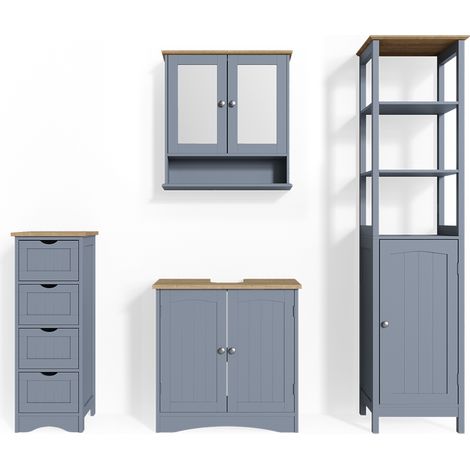 Set mobili bagno Bianco, Grigio, 4 parti, Vicco (1/5)