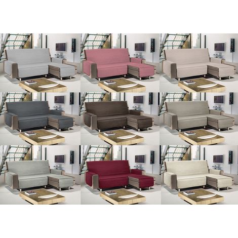 Copridivano Con Penisola Sofà Cover Trapuntato Antimacchia Double Face, misura290cmcoloreTortora (1/5)