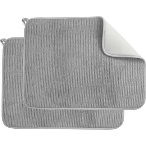 Tropfmatten – 2er-Set – Tropfmatten – Barmatten – Mikrofaser – Tropfmatten – Küchenmatten – Arbeitsplattenmatten – Spülmatten – Leicht zu reinigende Spülmatten – 40 x 30 cm – Grau (1/5)