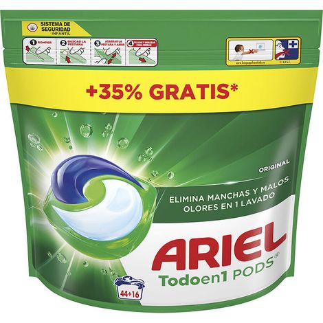 Capsule detersivo Ariel original 60 unità pre-dosate senza residui