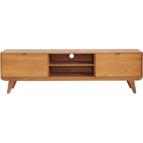 Meuble TV rétro en bois 2 niches 2 portes L180 bronze - MALLET (1/5)