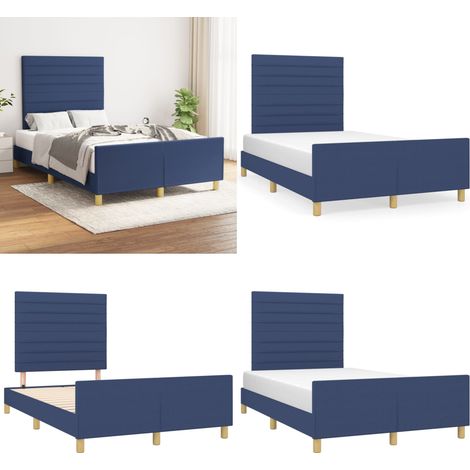 Bettgestell ohne Matratze Blau 120x190 cm Stoff - Bettsofa - Holzbettfundament - Lattenrost - Boxspringbett - Doppelbett - Home & Living (1/5)
