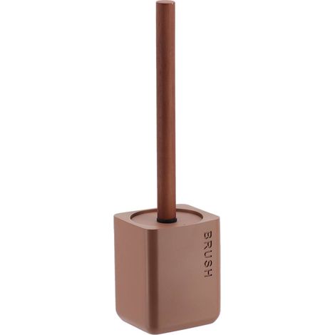 Scopino in poliresina incisa con gambo in legno d'acacia - moka - Tendance (1/3)