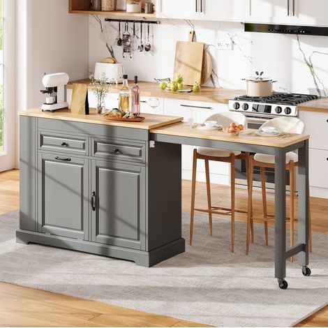Meuble rangement cuisine extensible 112-180 cm gris HAVRYA (1/5)