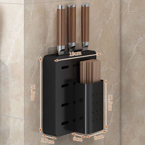 Knife Holder - Non Perforated Wall Mounted Storage Rack - For Kitchen Knives Chopsticks And Utensils - 1 Piece