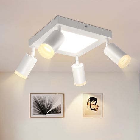 ZMH Plafonnier LED 4 Ampoules Spot de Plafond GU10 - Lampe de Chambre 3000k Lampe de Cuisine Blanche 20W Spot de Plafond Orientable pour Salon Cuisine Chambre (1/5)