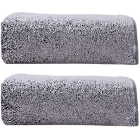 Lot de 2 grandes serviettes de bain 70 x 135 cm, linge de sauna en microfibre polyester, serviette de plage pour homme et femme, coloris gris clair (1/5)