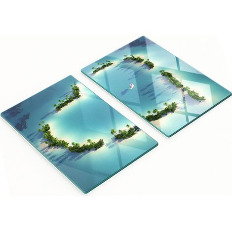 Due taglieri decorativi in vetro per isola cucina a forma di cuore 2x40x52 cm (1/5)