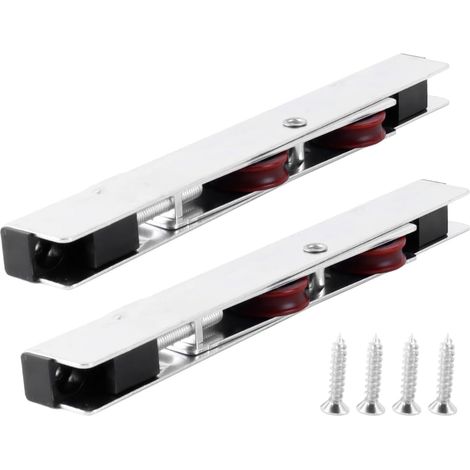 Lot de 2 roulettes pour porte-fenêtre coulissante, double poulie, en acier inoxydable, pour portes en PVC, bois, aluminium, alliage nylon, 160 x 12 x 20 mm (1/5)