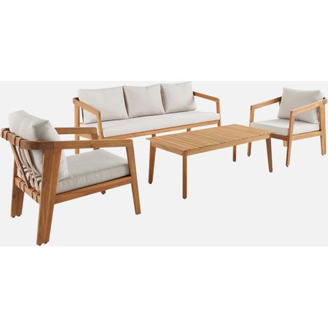 Conjunto de jardín de madera de acacia, 5 plazas (1/5)