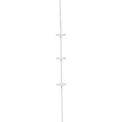 Tendance – Colonne télescopique en métal blanc avec 3 étagères en polystyrène – Hauteur ajustable 121-250 cm – Longueur 62 cm – Largeur 15.5 cm (1/3)