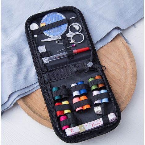 Kit de couture premium 104 pièces, kit portable d'aiguilles et de fils pour débutants, voyageurs et adultes, comprenant 18 fils de couleur, 24 aiguilles, un découseur, des ciseaux, un dé à coudre, etc