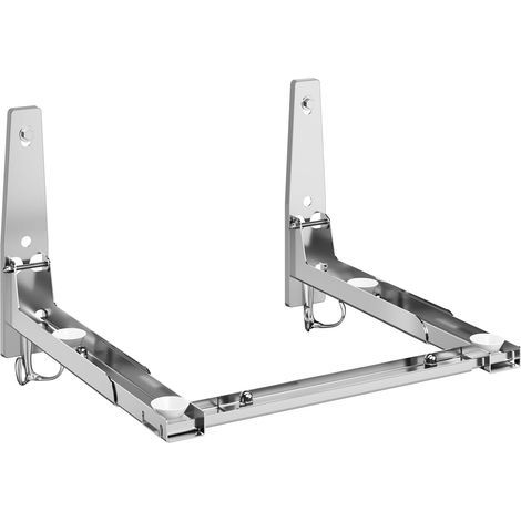 Supporto da parete universale in acciaio inox per forno a microonde con gancio rimovibile, braccio regolabile, pieghevole, retrattile e supporto per forno. (1/5)