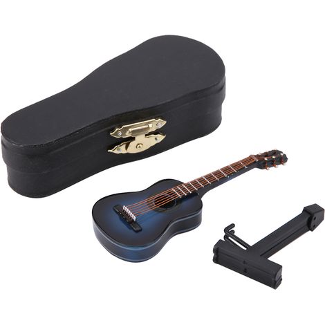 Miniature Guitare en Bois Bleue 10cm - Décoration Maison Modèle Musical Artisanal