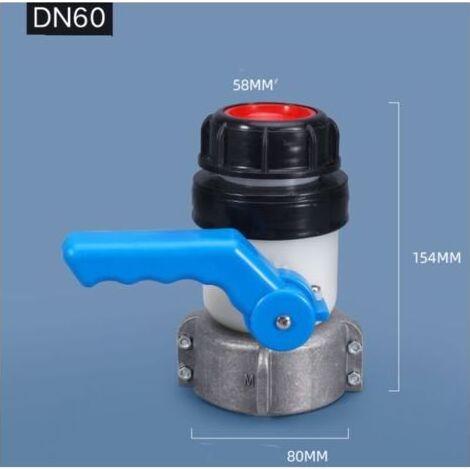 Vanne papillon DN60 avec écrou flottant en aluminium pour réservoirs IBC de 1 000 L. (1/3)