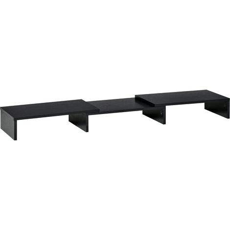 Soporte Para Monitor Ajustable En Longitud Y Ángulo, Soporte Para Pantalla Doble, Estante De Madera, 80-117X23,5X10Cm (1/5)