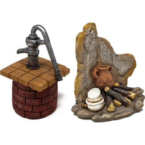 Set 2 Miniature per Presepe in Resina Pozzo e Fuoco 48212 (1/3)