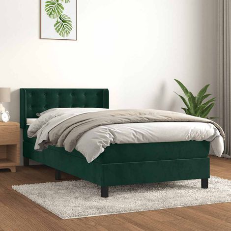 Boxspringbett mit Matratze Dunkelgrün 90x200 cm Samt (1/5)